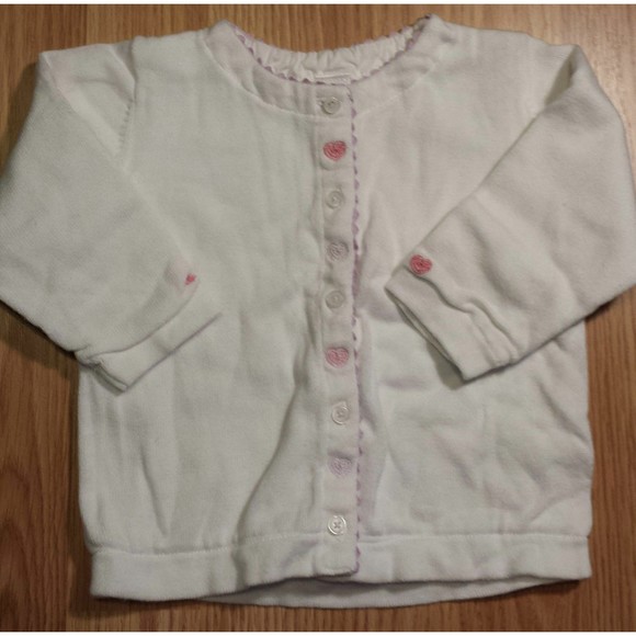 Girl's Size 6-9 M Months 2 Piece White Heart Baby Gap Cardigan & Carter's Pants - Picture 3 of 6